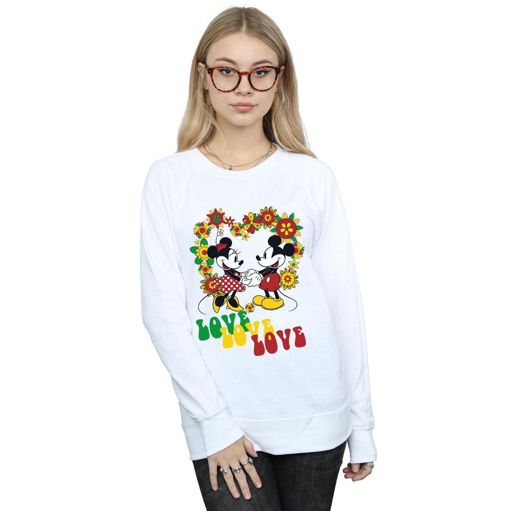 Disney Womens/Ladies Mickey And Minnie Mouse Hippie Love Sweatshirt