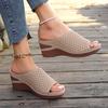 Women's Plus Size Wedge Heel Sandals - Breathable, Open-Toe, Thick Sole for Summer