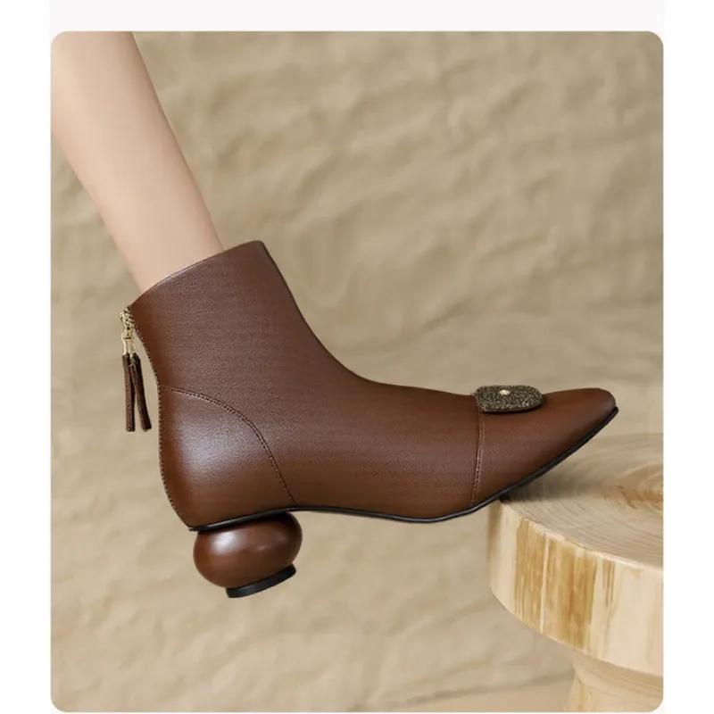 

Модные Стильные 2025 Новые Ботильоны Блочный Каблук Низкий Каблук Повседневные Универсальные Голые Ботинки 40