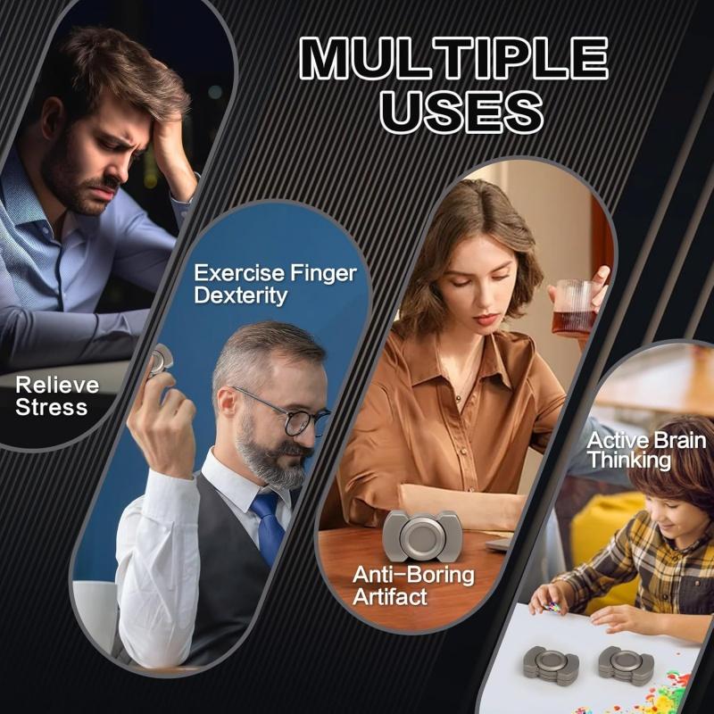 3-in-1 Fidget Spinner Toy for Adults Metal Slider Clicker Spinner Magnetic EDC Gadget Gifts Stress Anxiety Relief ADHD Autism