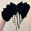 Beads Velvet Bow Hair Clip Tassel New Year Headwear Headdress Red Hairpin  Women