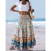 Women's Summer Elastic Waist Loose Long Printed Skirt