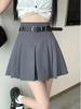 Korean Belted Pleated A-line Skirt - Mini/Midi, Sweet & Spicy Style for All Seasons