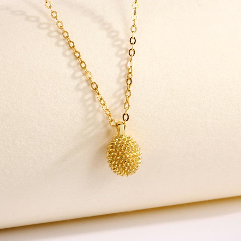 

S925 Sterling Silver Durian Pendant Necklace for Women - Versatile, Fashionable Niche Design 925 Silver