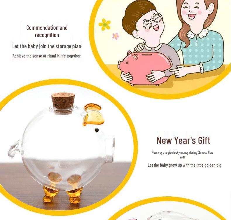 Mini Golden Bean Borosilicate Glass Piggy Bank & Wishing Bottle