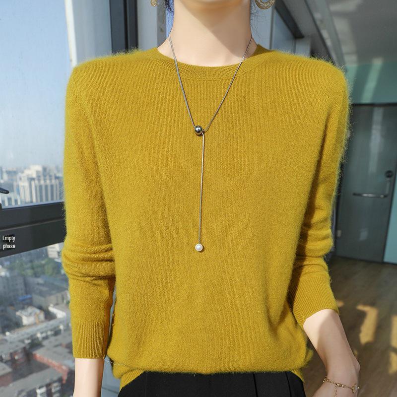 Luxury Women's Cashmere Sweater: Solid Color, Round Neck, Slimming Fit, 100% Pure Wool