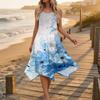 Sleeveless Floral Print Midi Dress for Women Lightweight A Line Summer Sundress Casual Scoop Neck Flowy Hem
