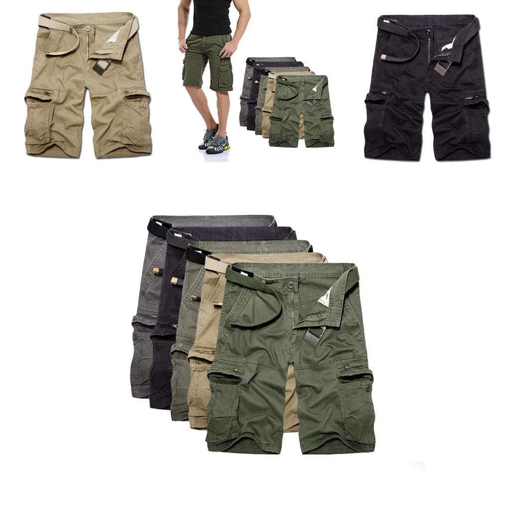 Premium Quality Men Sport Plain Cargo Shorts Military Combat Pants With Multi-pocket Design For Waist Size 29-36