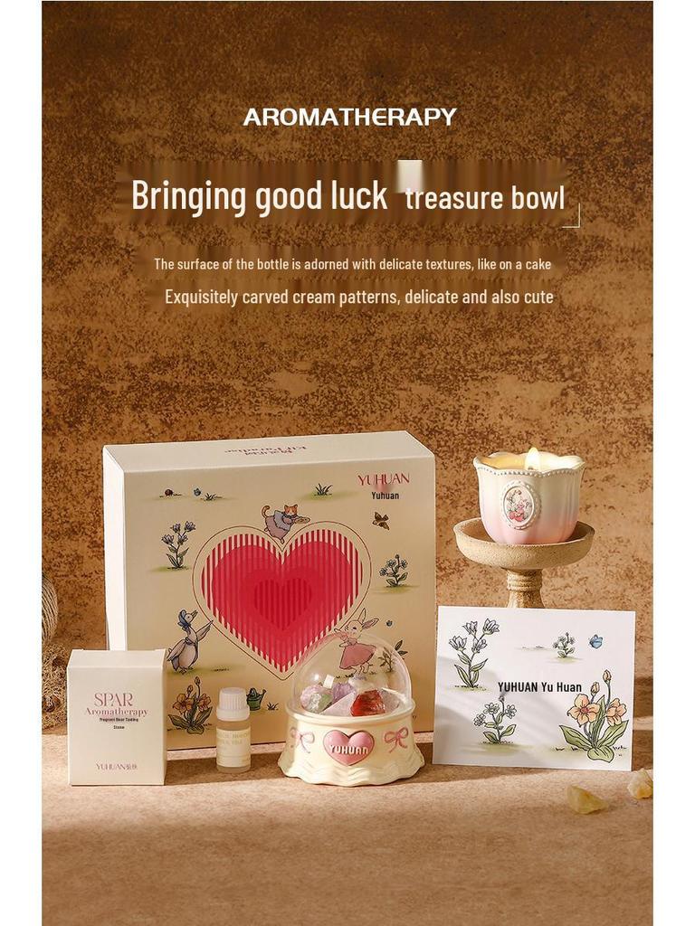 Elf Paradise Scented Candle & Diffuser Stone Ornament Gift Set for New Year, Birthday, or Wedding Favors