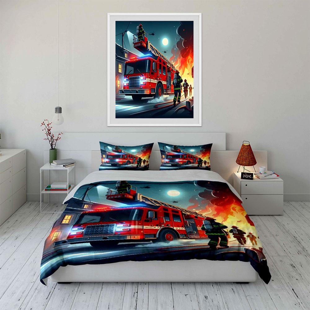 Firefighter Rescue Equipment Set Multiple Sizes Kid'S And Adults' Bedroom Exquisite 3Pc Bedding Set, Gift