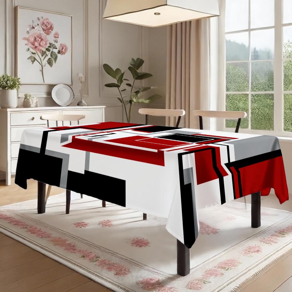 Geometric Abstract Rectangle Table Cloth for Table Decor Kitchen Dining Waterproof Reusable Tablecloth for Tables Party Picnic
