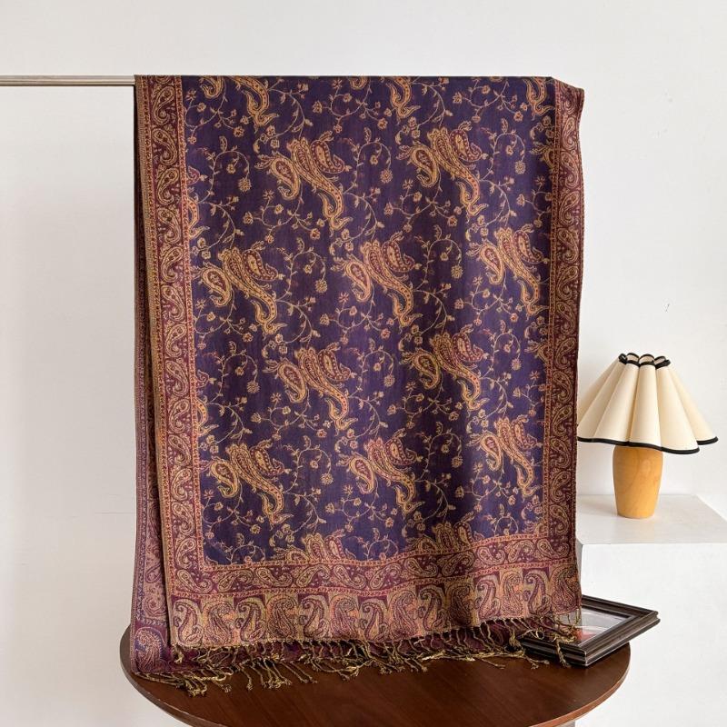Vintage Elegant Paisley Printed Long Tassel Scarf For Women Travel
