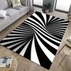 1pc Modern Abstract Black and White Crystal Velvet Carpet, Polyester, Soft, Washable, Large Area Rug with Visual Theme Desi