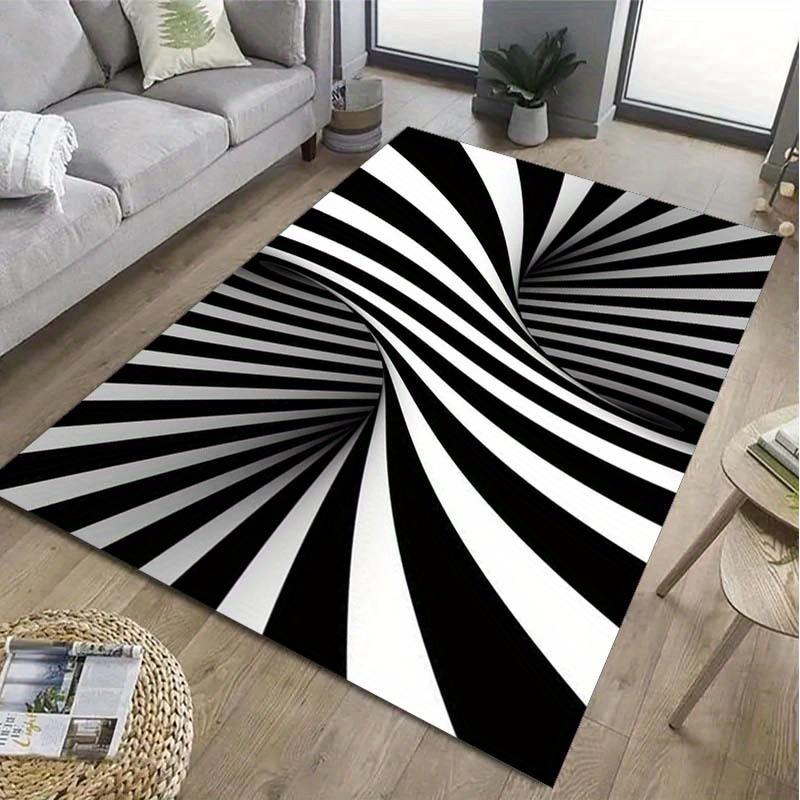 

1 шт. Современный абстрактный черно-белый ковер из хрустального бархата, полиэстер, мягкий, моющийся, ковер большой площади с визуальным тематическим дизайном 50x80cm