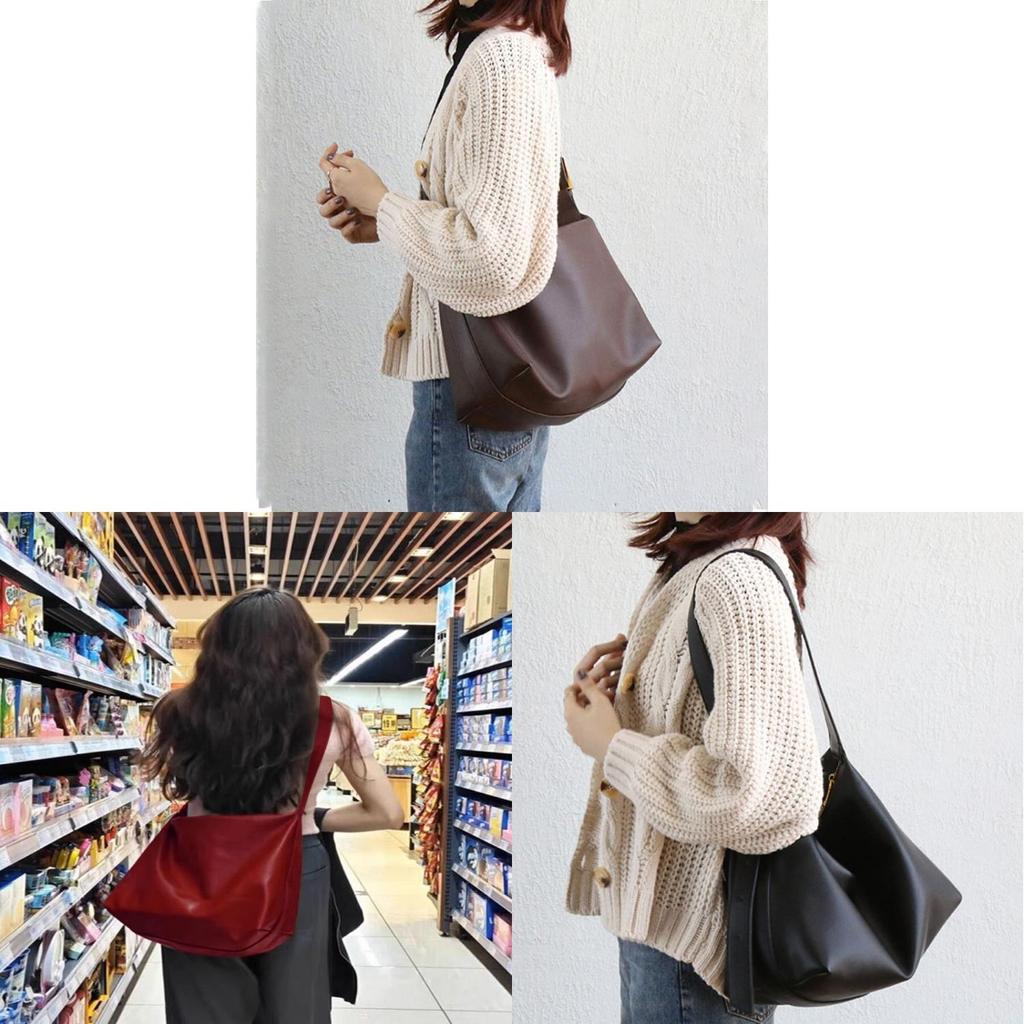 Pu Tote Bag For Women With Inner Zipper Pockets And Spacious Waterdrop Shape For Daily Use