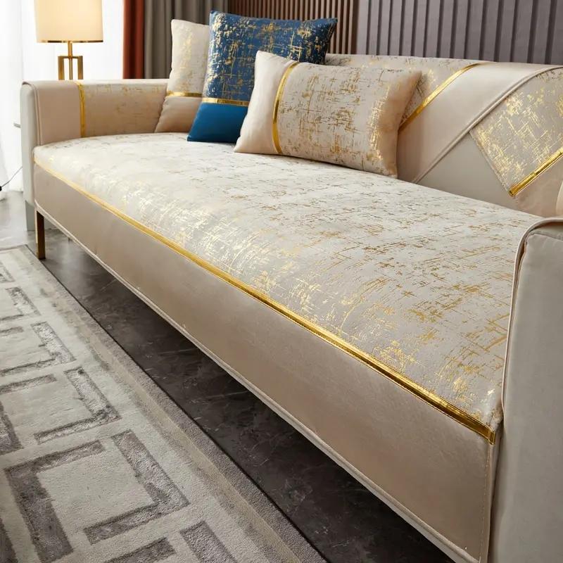 

Чехол для дивана из бархата золотистого бронзового цвета с противоскользящим эффектом, чехол для диванной подушки Four Seasons для гостиной, защитное полотенце для дивана 90*120cm