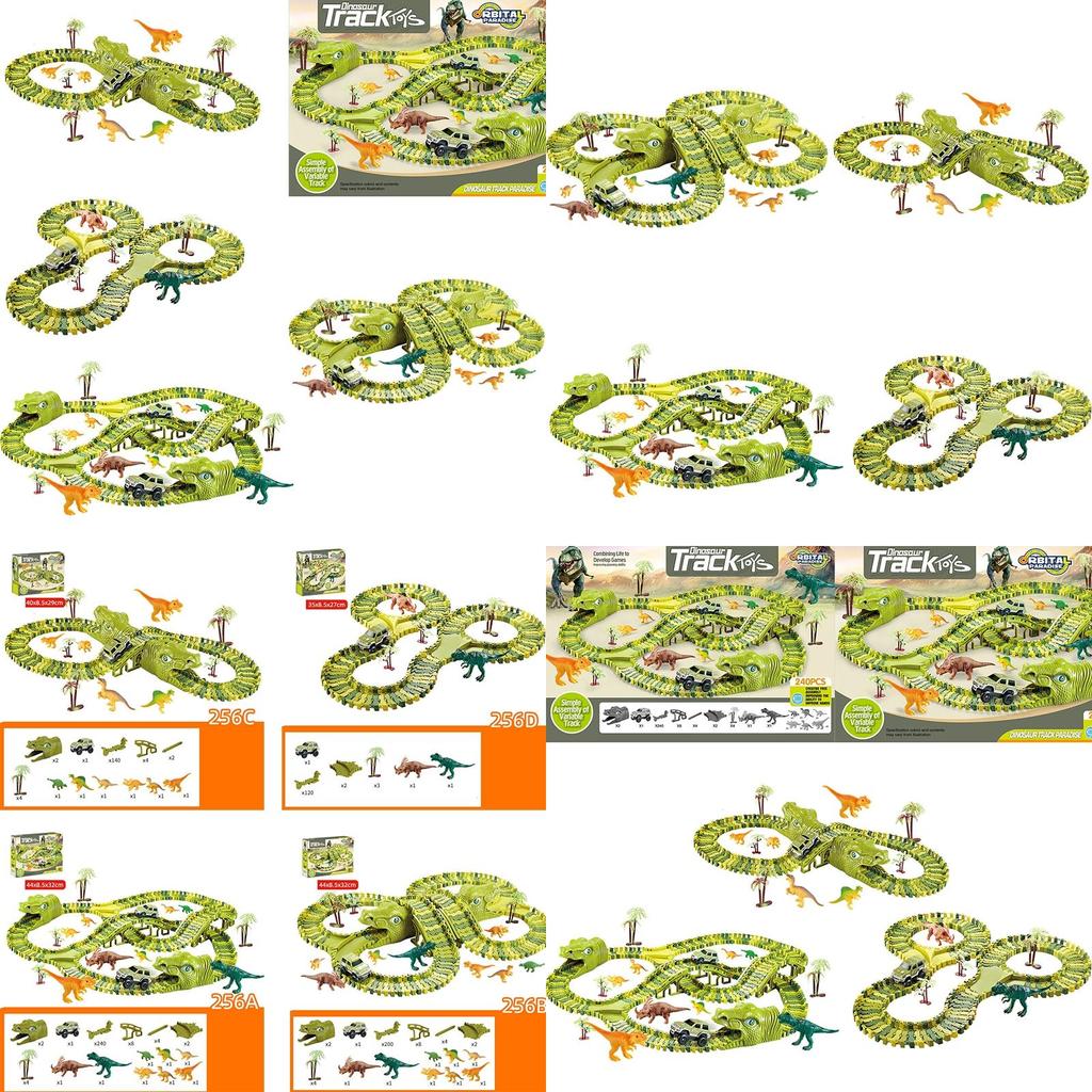 Electric Car Racing Track Puzzle Dinosaur Scene Kid Educational Toy
