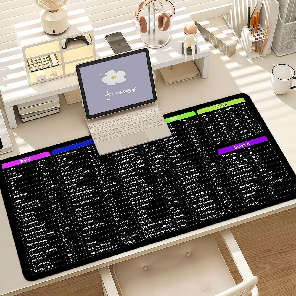 Podložka pod myš Office Word Excel Ppt Zkratky Protiskluzová Gumový Okraj Uzamčený Zesílená Podložka na Herní Stůl pro Notebook