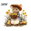 Autumn Theme Party Supplies Mouse Wall Stickers, Waterproof PVC Retro Fairy Tale Decals, Removable Peel Pastoral Style Stickers And Stick Decals