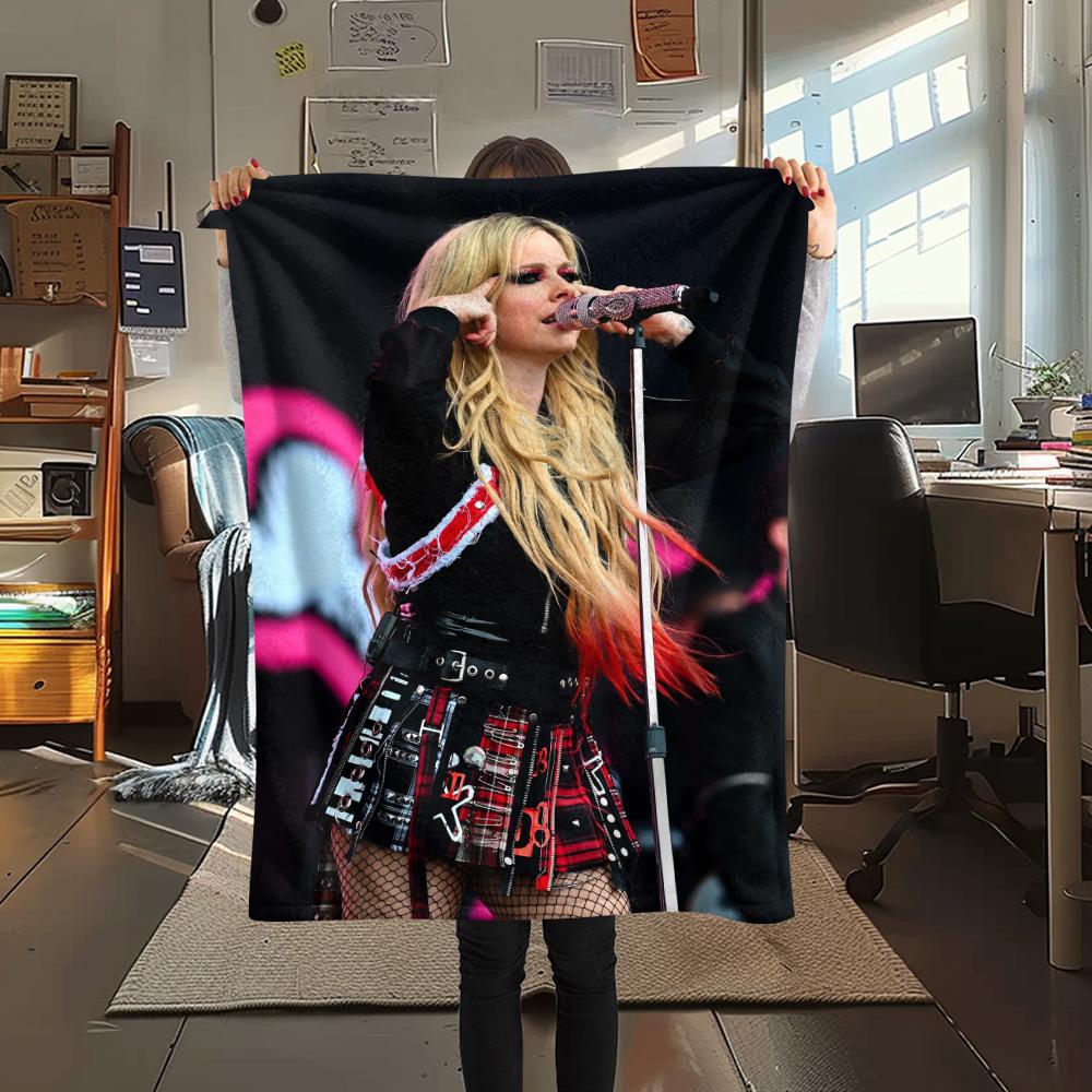 Coperta in Flanella con Fantasia Avril Lavigne, Alta Qualità, Confortevole per Tutte le Stagioni, Decorazione per la Casa, Calore e Comfort, Perfetta per Regali.