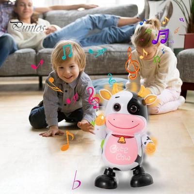 Dětská elektrická hračka s krávami a LED světlem, hudba, zpěv, tanec, kreslený film, mléčný skot, hračka pro batolata, interaktivní vzdělávací, pohyblivé oči, zvířecí hudební hračka
