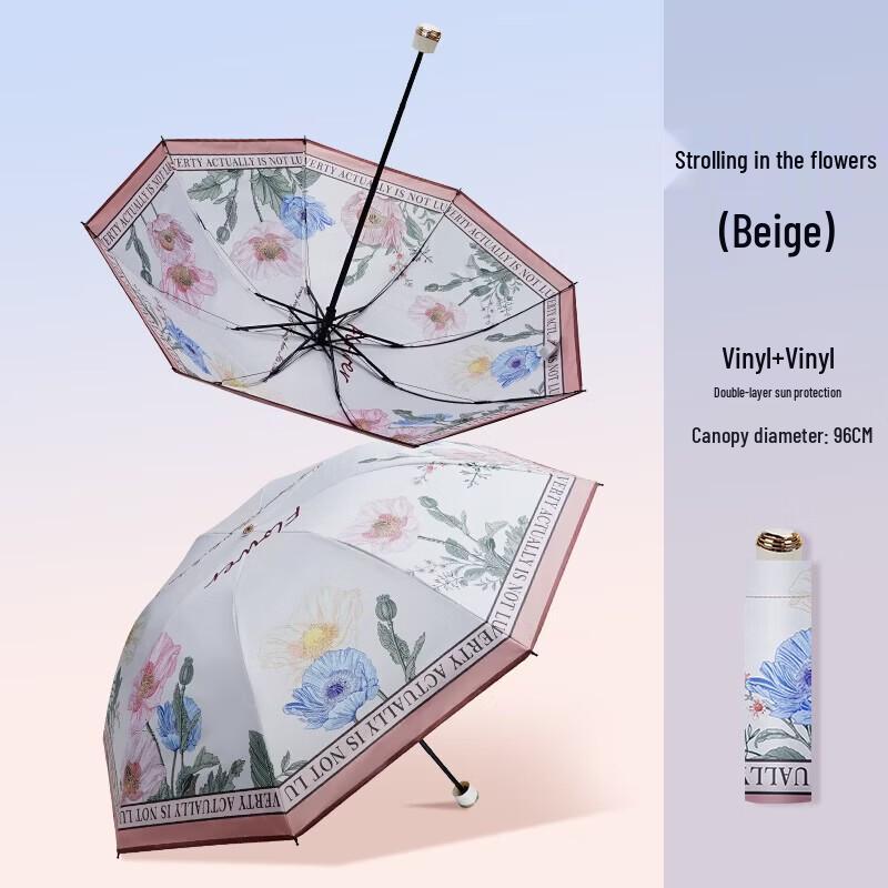 Floral UV Protection Travel Umbrella