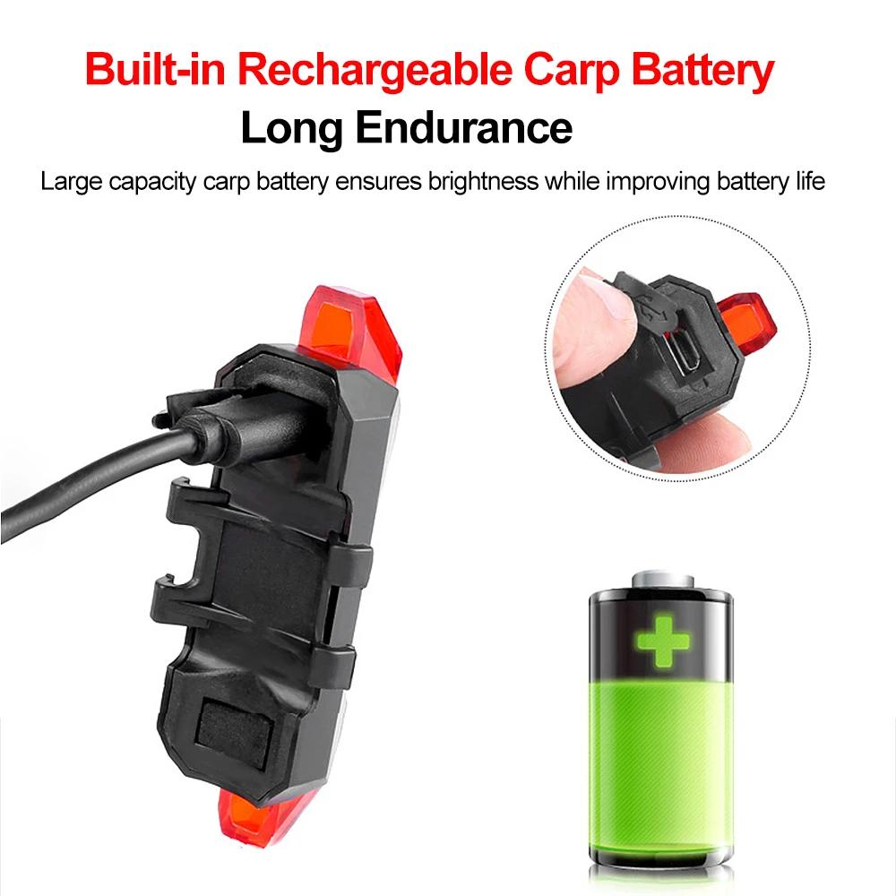 USB Rechargeable Bike Light Taillight Easy to Install 3 Modes Bicycle Light Accessories for the Bicycle