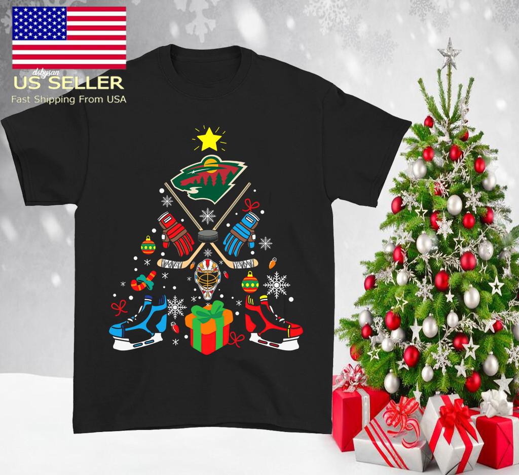 

Minnesota Wild christmas Tree Hookey black T-Shirt Mens Womens Tees Top Unisex S to 5Xl JJ4903 L