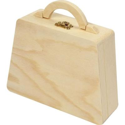 Handtasche aus Holz - 17,5 x 13,5 cm - Beige - Geldbörsenverschluss - Unisex