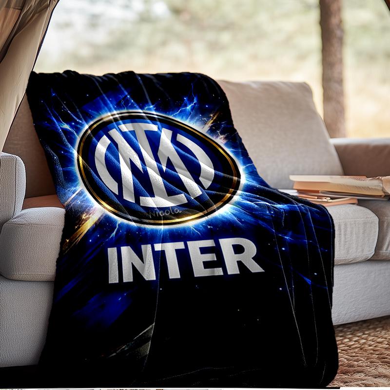 Coperta con Stemma Inter Milan Leggera Coperta Ideale per Letto Perfetta per Viaggi, Campeggio, Soggiorni, Uffici, Divani, Regalo di Natale per tifosi