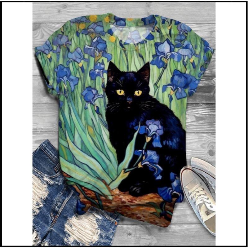 

Женская европейская и американская весенне-летняя новая свободная женская футболка с 3D цифровой печатью 6XL