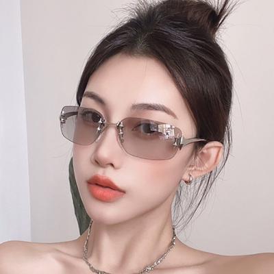 Gafas de sol para mujer, gafas de sol sin montura de moda para hombre y mujer