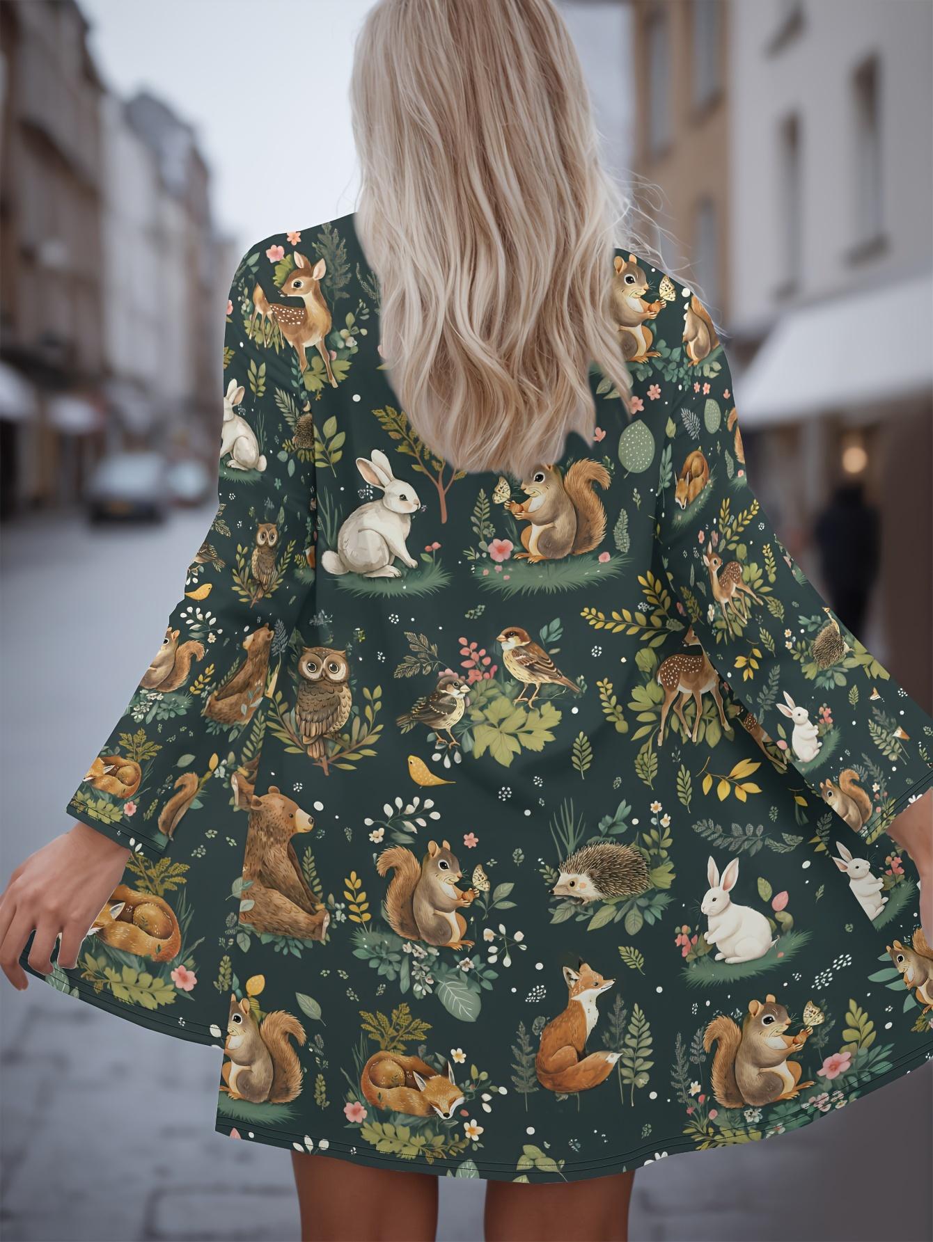 

Модный женский кардиган с длинным рукавом с животным принтом, полиэстер, открытый спереди, легкая накидка, повседневное пальто на весну-осень 5XL