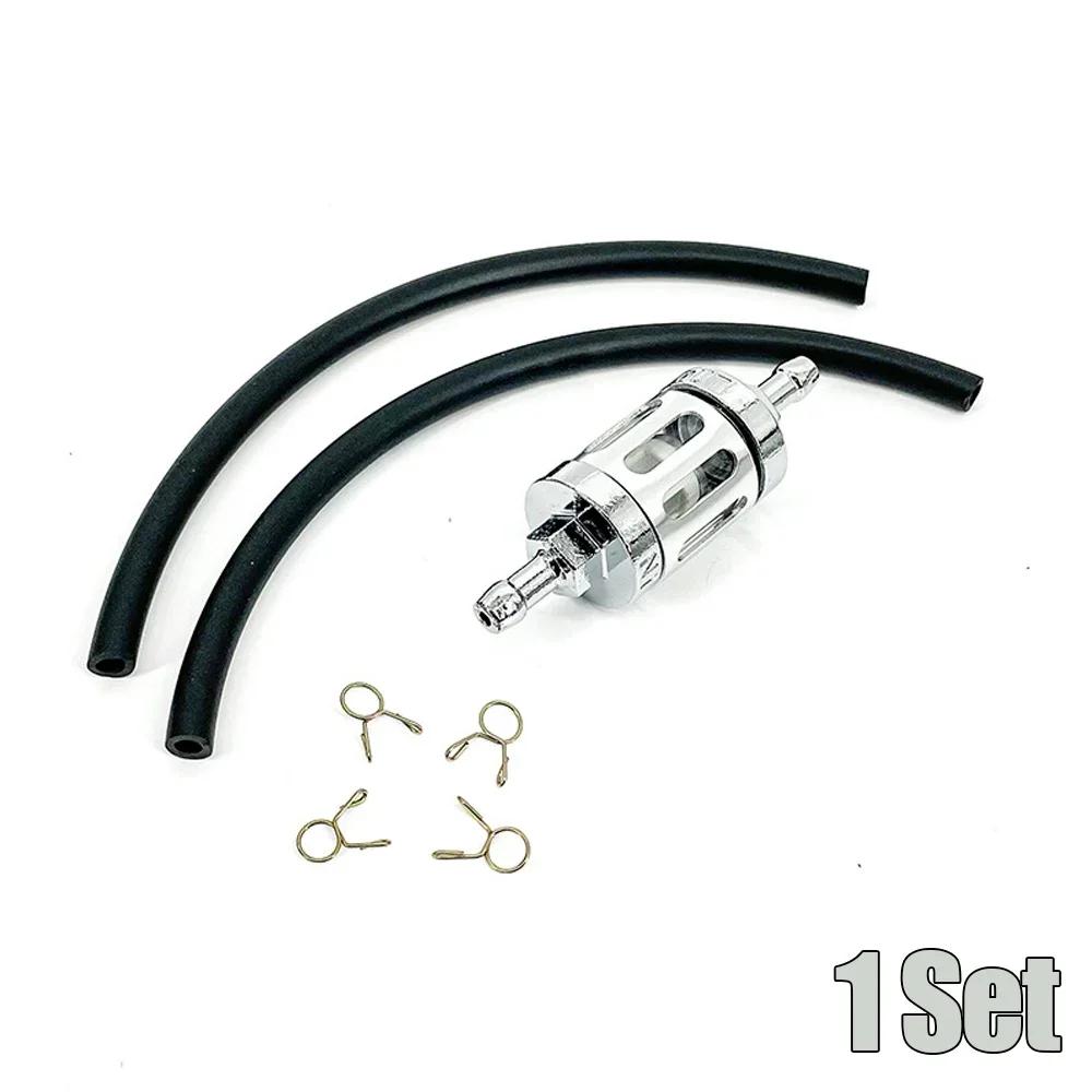 1 Set Motorbike Replaceable Accessories Motorcycle 8mm Inline Gasoline Oil Filter Glass Engine Gas Fuel Hose Clip CNC Tool Kit