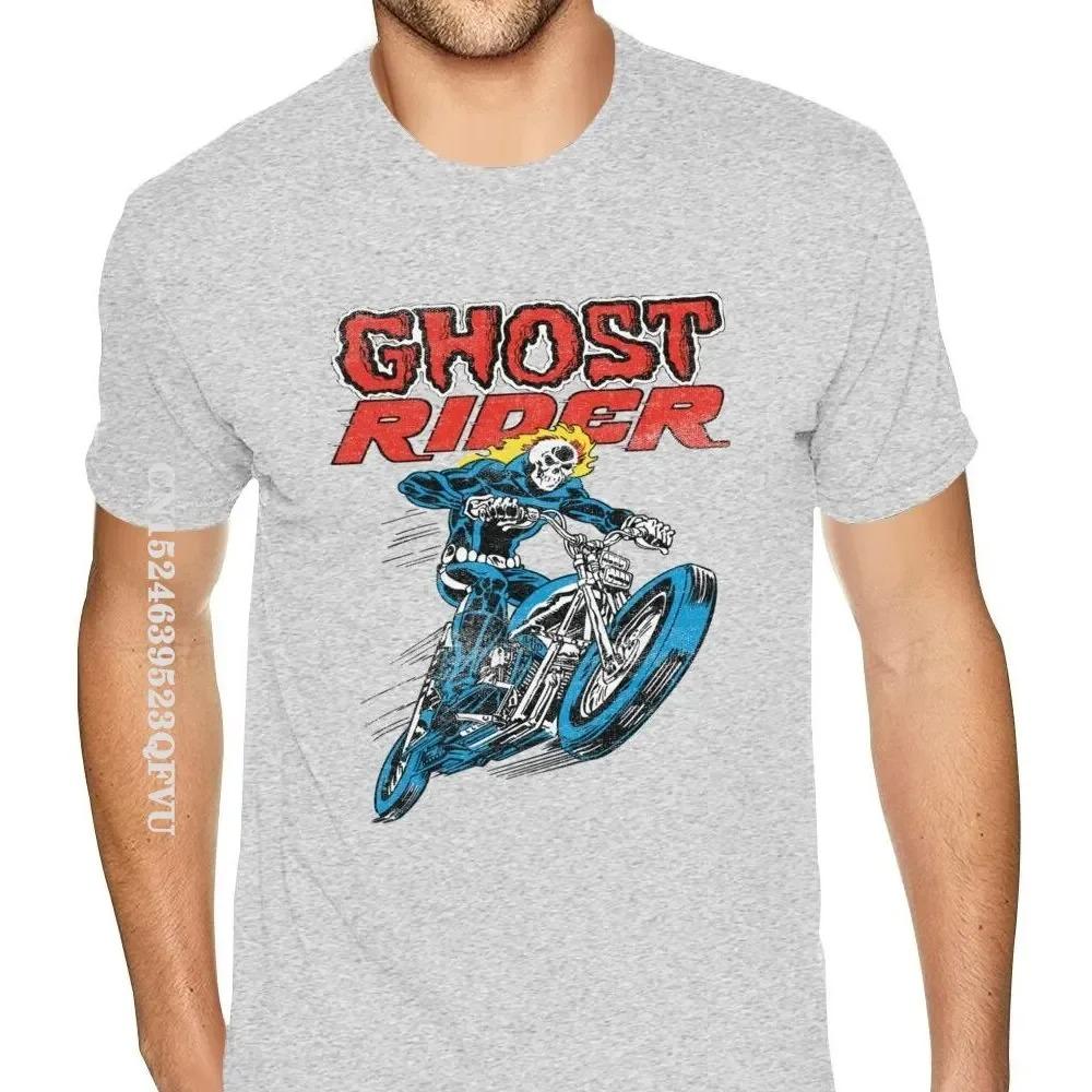 Lovely Ghost Rider Tee Shirts Men's Top Quality Gothic Style Anime Tshirt Pure Cotton Crew T-Shirts Punk Style