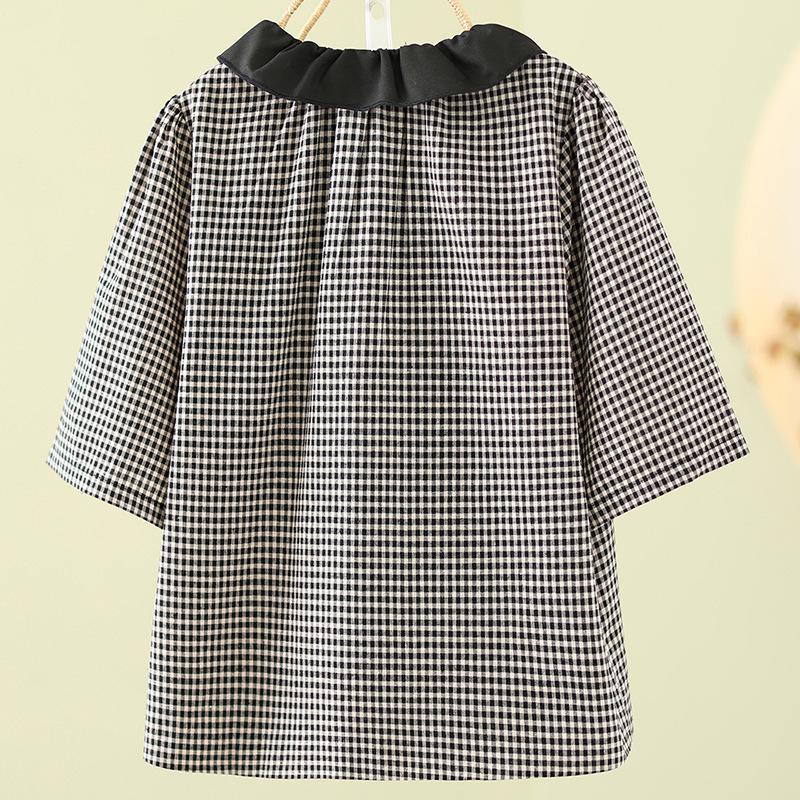 Summer French Plaid T-shirt Skirt Two-piece Suit Umbrella Skirt Suit