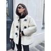 Fur Winter Thick Jackets For Women Elegant Long Sleeve Single Button Female Coat Flecce O-neck Casual Lady Panelled Overcoat