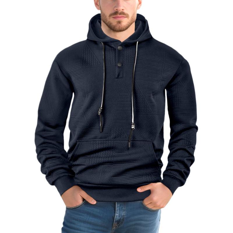 European and American Men's Spring and Autumn American Loose Casual Hoodie Long Sleeve Jacquard Sweatshirt