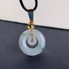Natural A-Grade Myanmar Jade Flower Carved Pendant with Ring and Buckle