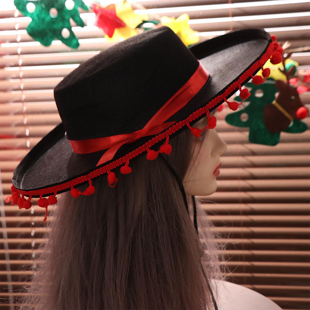 Wide Brim Mexican Sombrero Hats Fuzz Ball Spanish-style Hat Mexican Hat Costumes  Photo Props