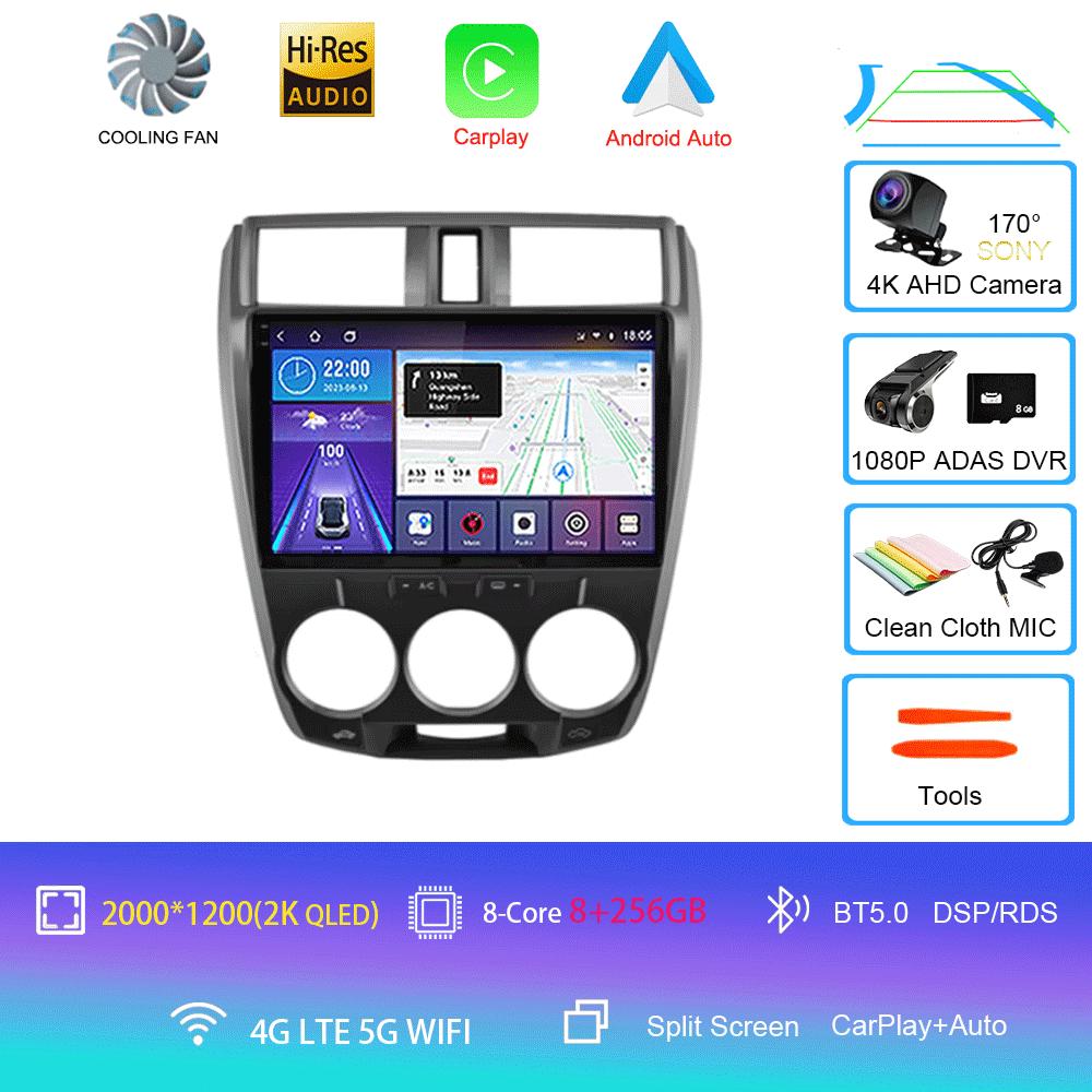 Android 14 Car Radio Carplay Auto GPS For Honda City 2008 2009 2010 - 2014 DSP Multimedia WIFI+4G Head Unit Video Stereo Player