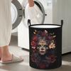 Mexican Catrina Girl Day Of The Dead Sugar Skull Foldable Laundry Baskets Dirty Clothes Sundries  Basket Home Organizer Bag
