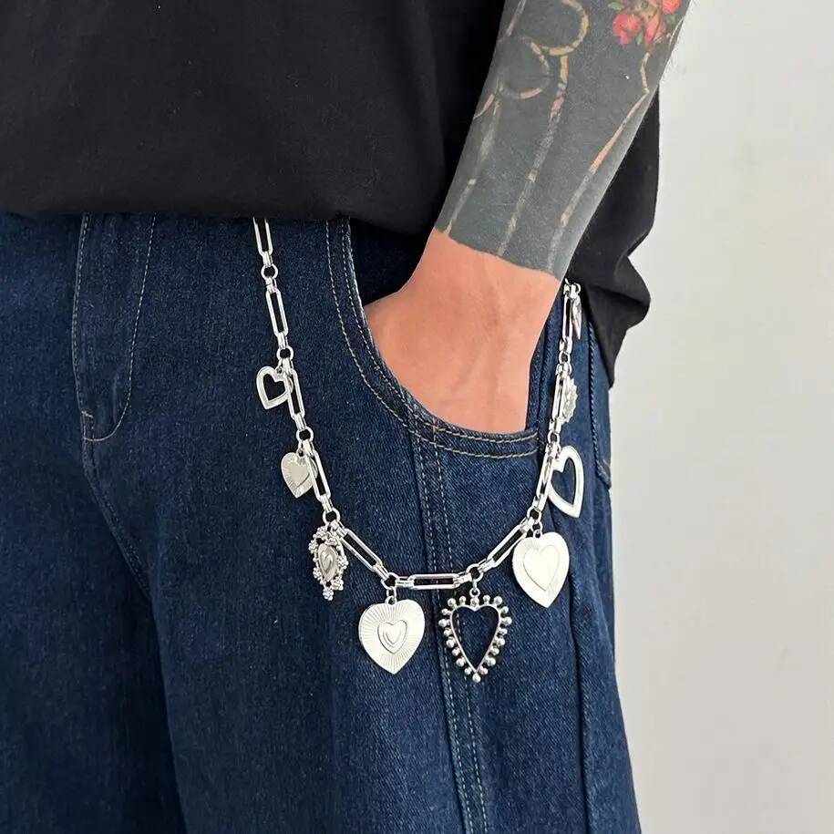 

Ingemark Hip Hop Love Heart Keychain Waist Belts Chain for Women Men Punk Trousers Jeans Pants Wallet Bag Chain Street Jewelry