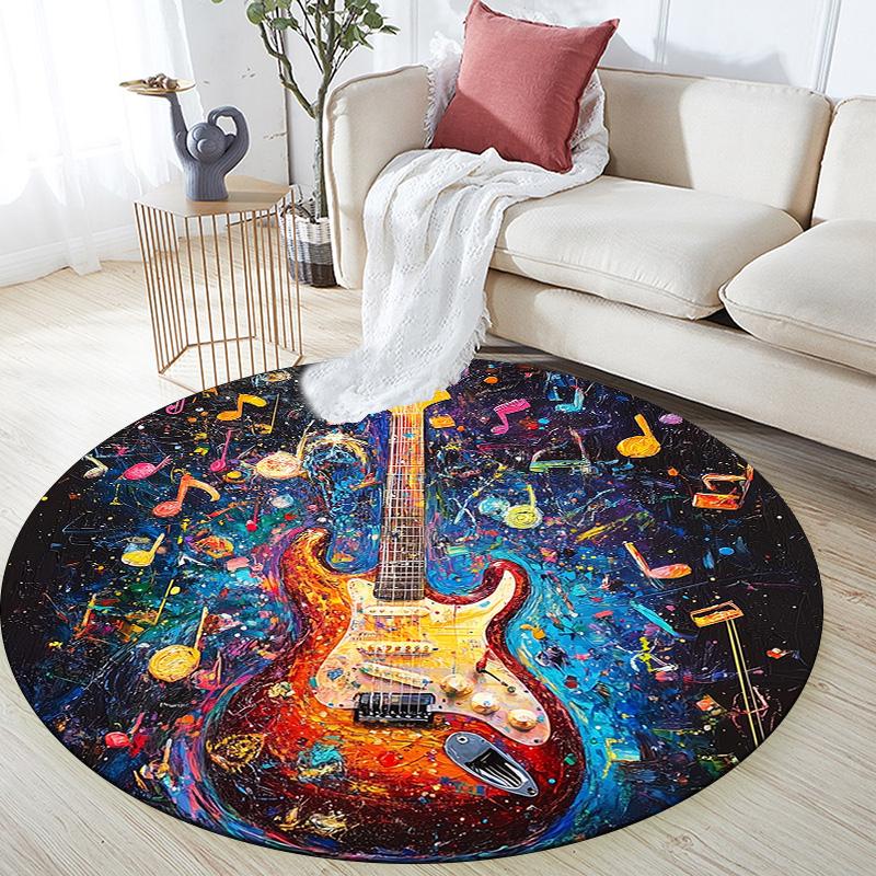 

Musical Note Guitar,Round Area Rug,Carpet Rug for Living Room Bedroom Sofa Playroom Decor,Non-slip Floor Mat 80cmx80cm