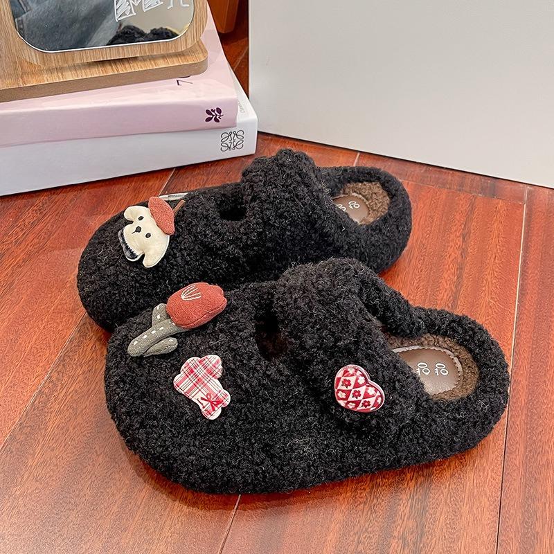 

Милая обувь Новые туфли и тапочки на толстой подошве и с флисовой подкладкой 35 чёрный