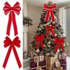Red Christmas Bows Outdoor Decorations Large Christmas Tree Top Bow Velvet Wreath with Glitter Gold Edge Front Door Decoration