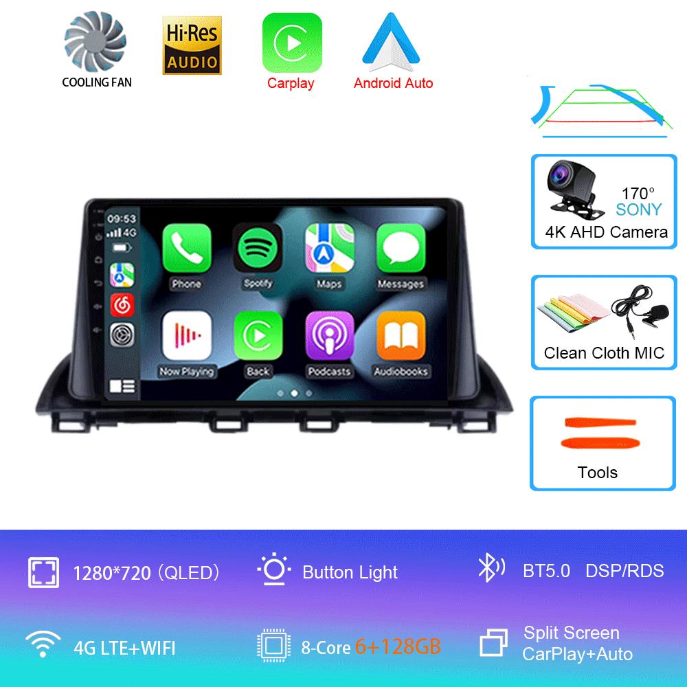 Car Radio Android 14 Carplay For Mazda 3 Axela 2013 2014 2015 2016 2017 2018 Navigation GPS Multimedia Player WiFi+4G Stereo BT