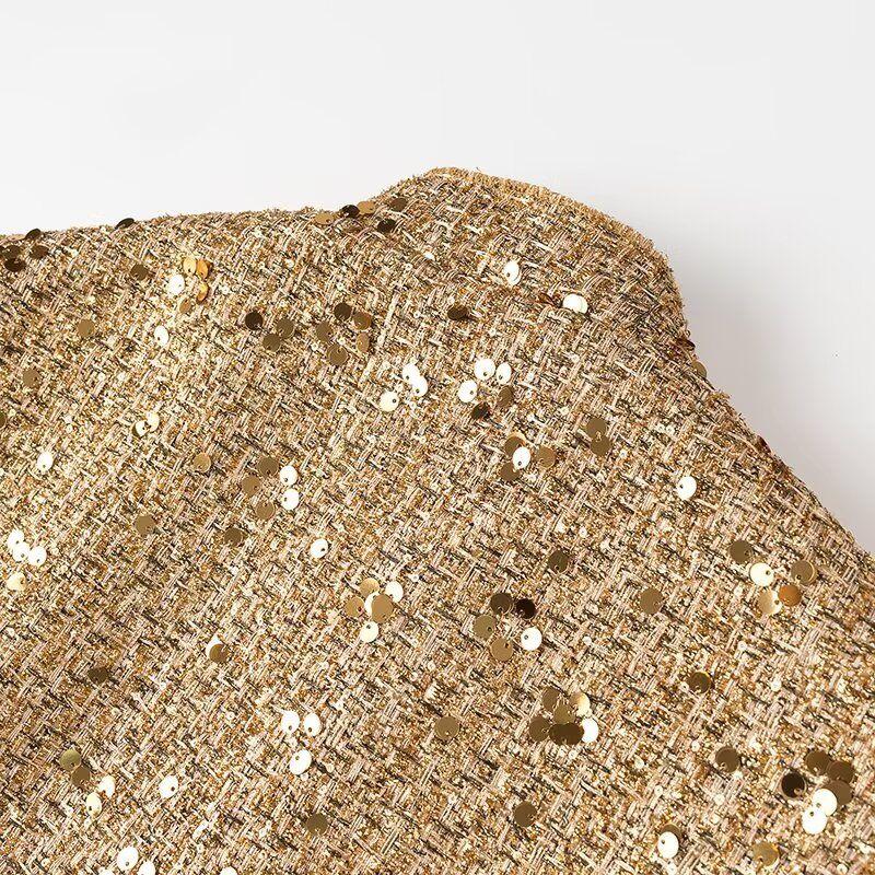 Kaslead New Arrival Women's Clothing Fashion Style Fashion Simple All-Match Long Sleeves Sequin Jacket Outwear