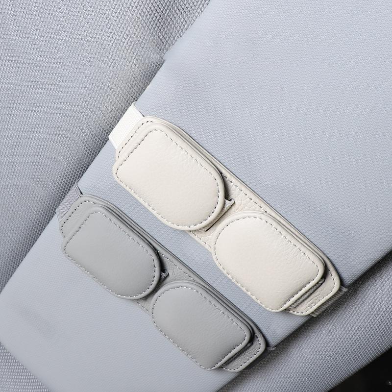 Sunglasses Holder For Car Visor, Magnetic Leather Sunglass Eyeglass Hanger Clip For Car Sun Visor Accessories