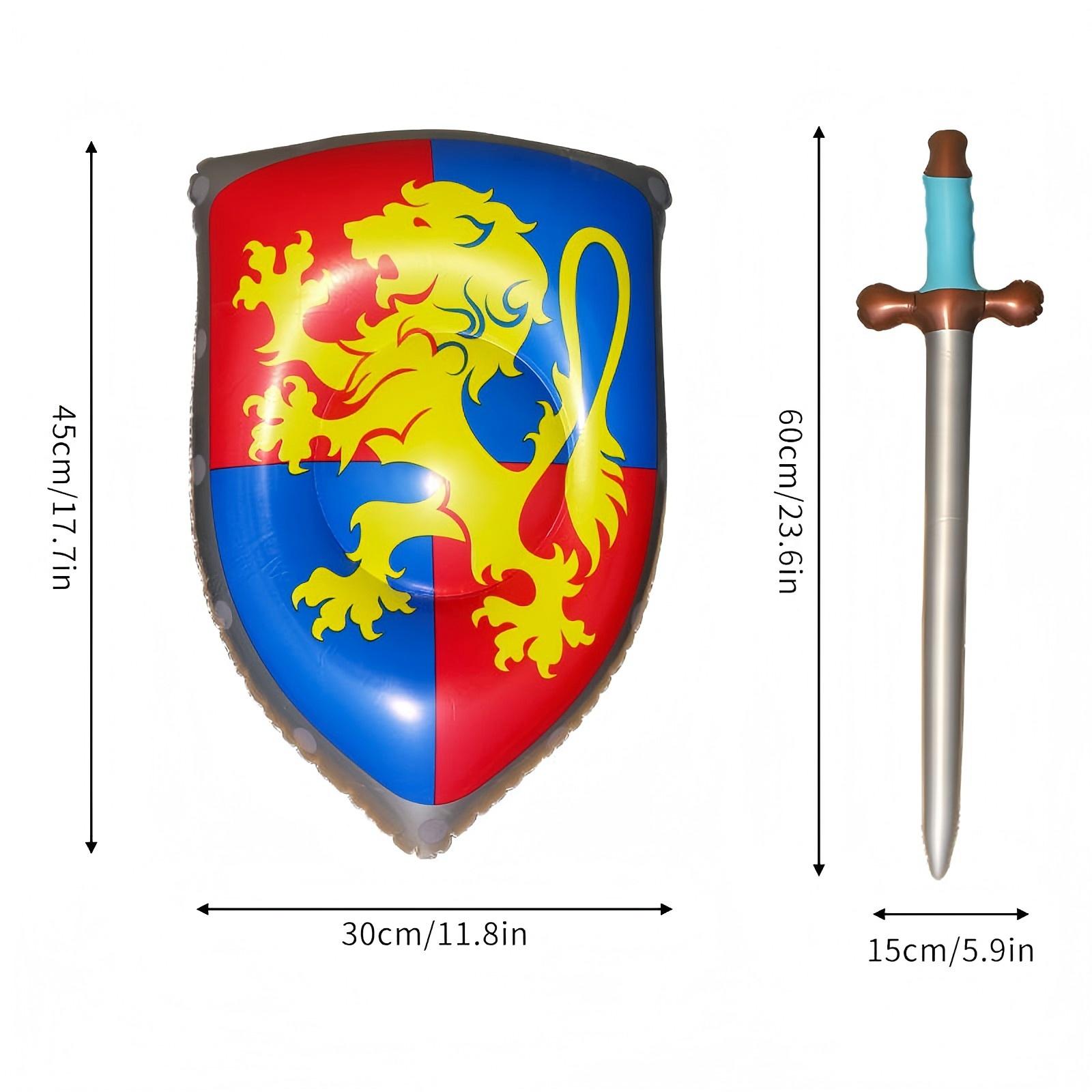 Inflatable Sword and Shield Knight Party Favors Set Blow up Medieval Sword Shield for Prince Party Favors Decorations